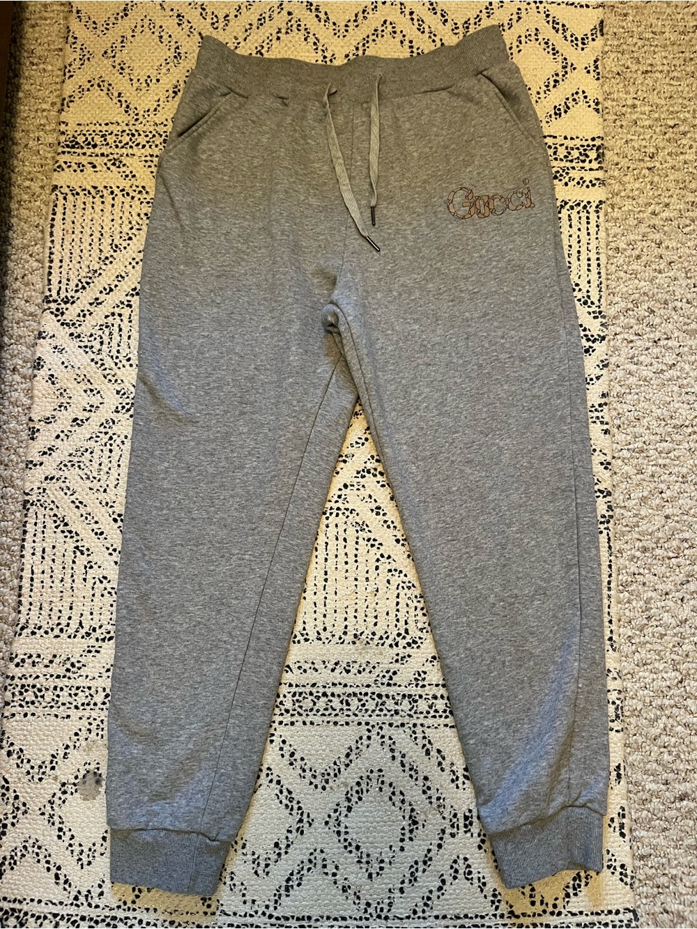 Gucci Fashion Drawstring Jogger Sweatpants with Pockets and Logo Accent